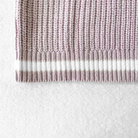 Lavender Contrast Stripe V-neck Sweater Vest - Picture 3 of 7